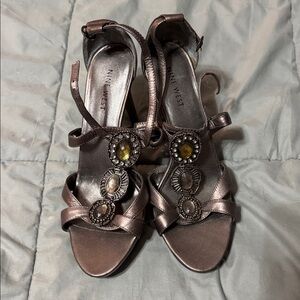 Nine West Bronze Sandals with Jewel Details